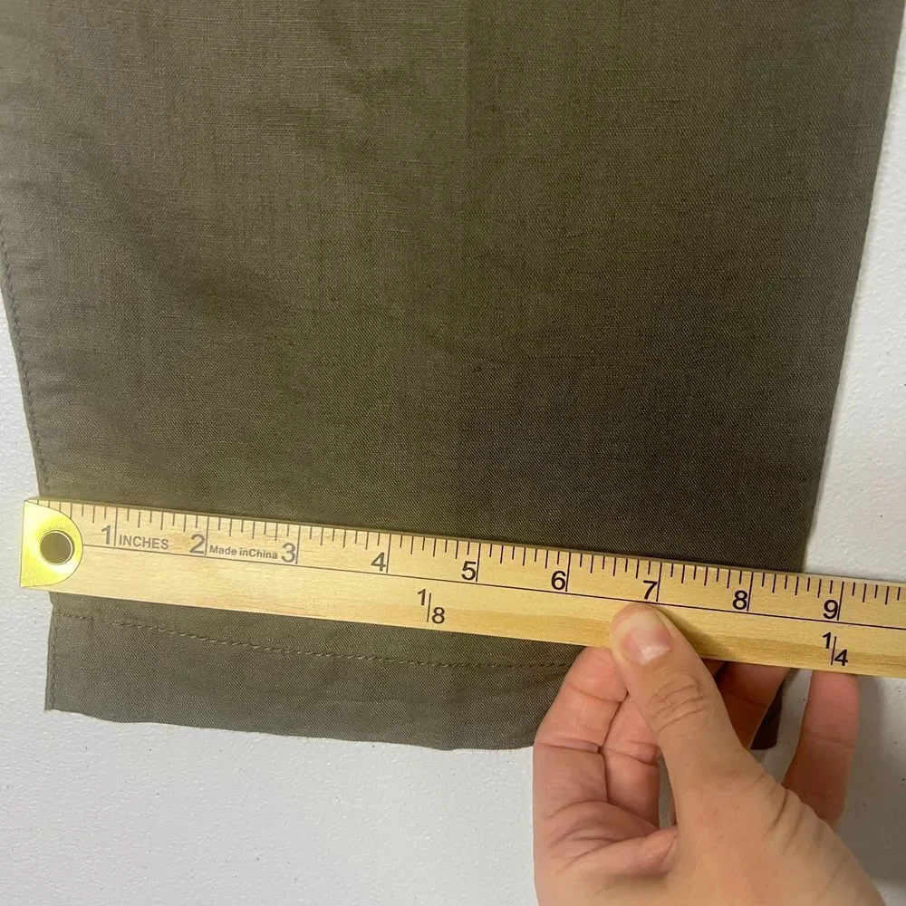 Mango MNG Casual Sportswear Cotton Linen Collection Olive Green‎ Pant Size 6